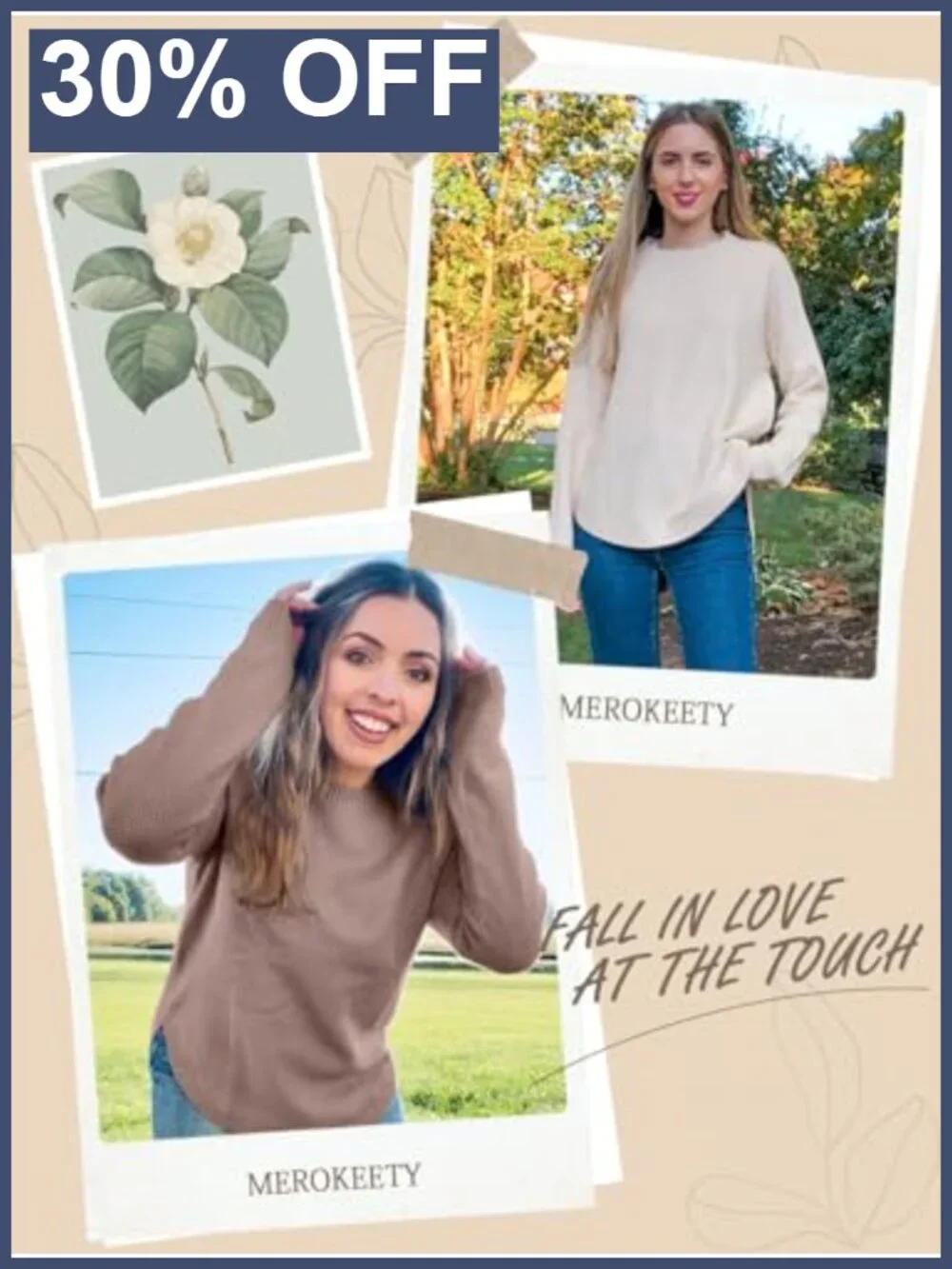 MEROKEETY Fall Sweaters for Women 2026 Trendy Dressy Casual